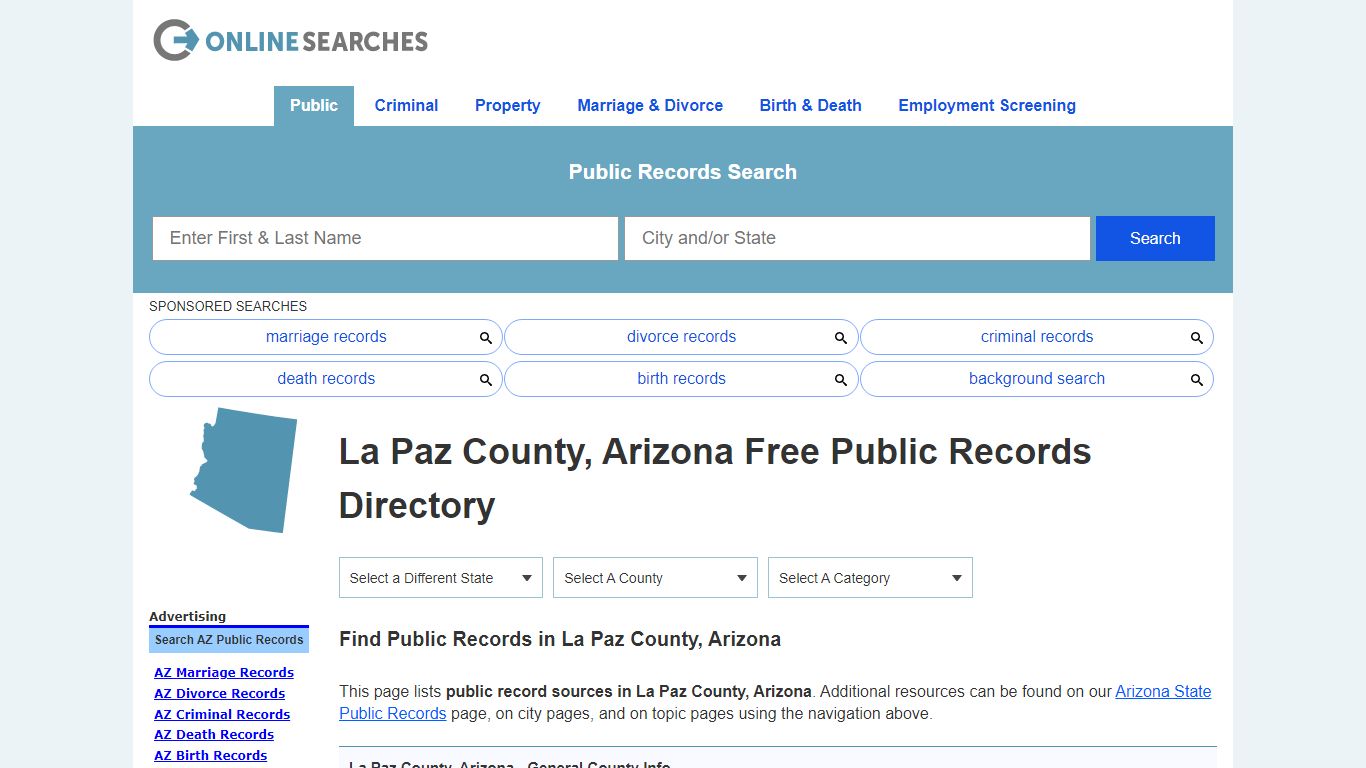 La Paz County, Arizona Public Records Directory