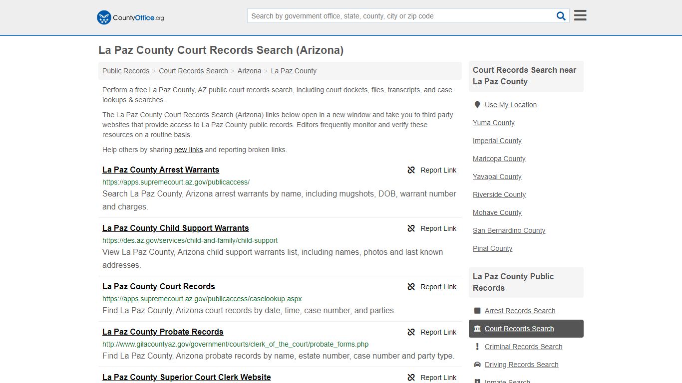 Court Records Search - La Paz County, AZ (Adoptions ...